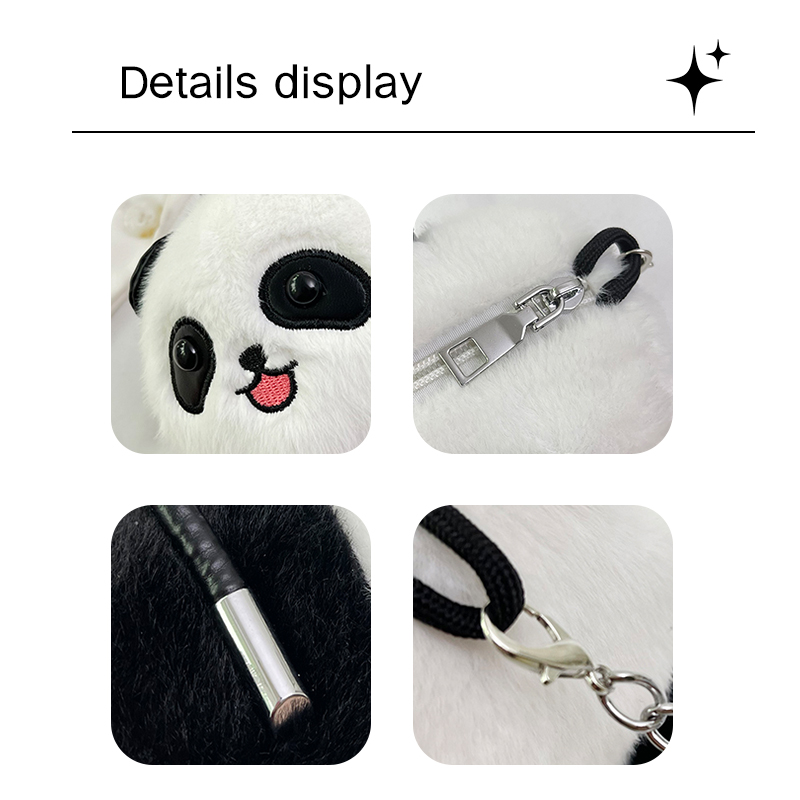 panda plush crossbody bag new cute plush panda bucket bag large capacity panda shoulder bucket bag 666