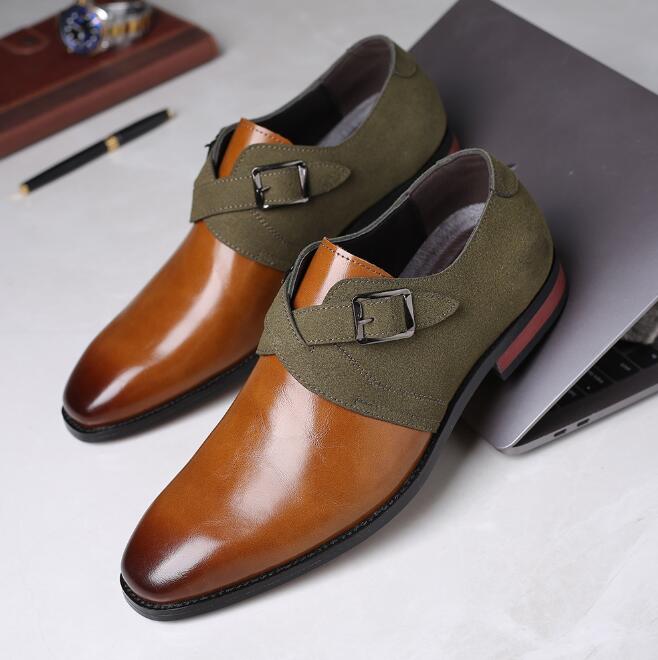 Foreign trade personalized fashion show trend color blocking set foot leather shoes men's casual fashion 47 plus 48 men's shoes 5.3-1