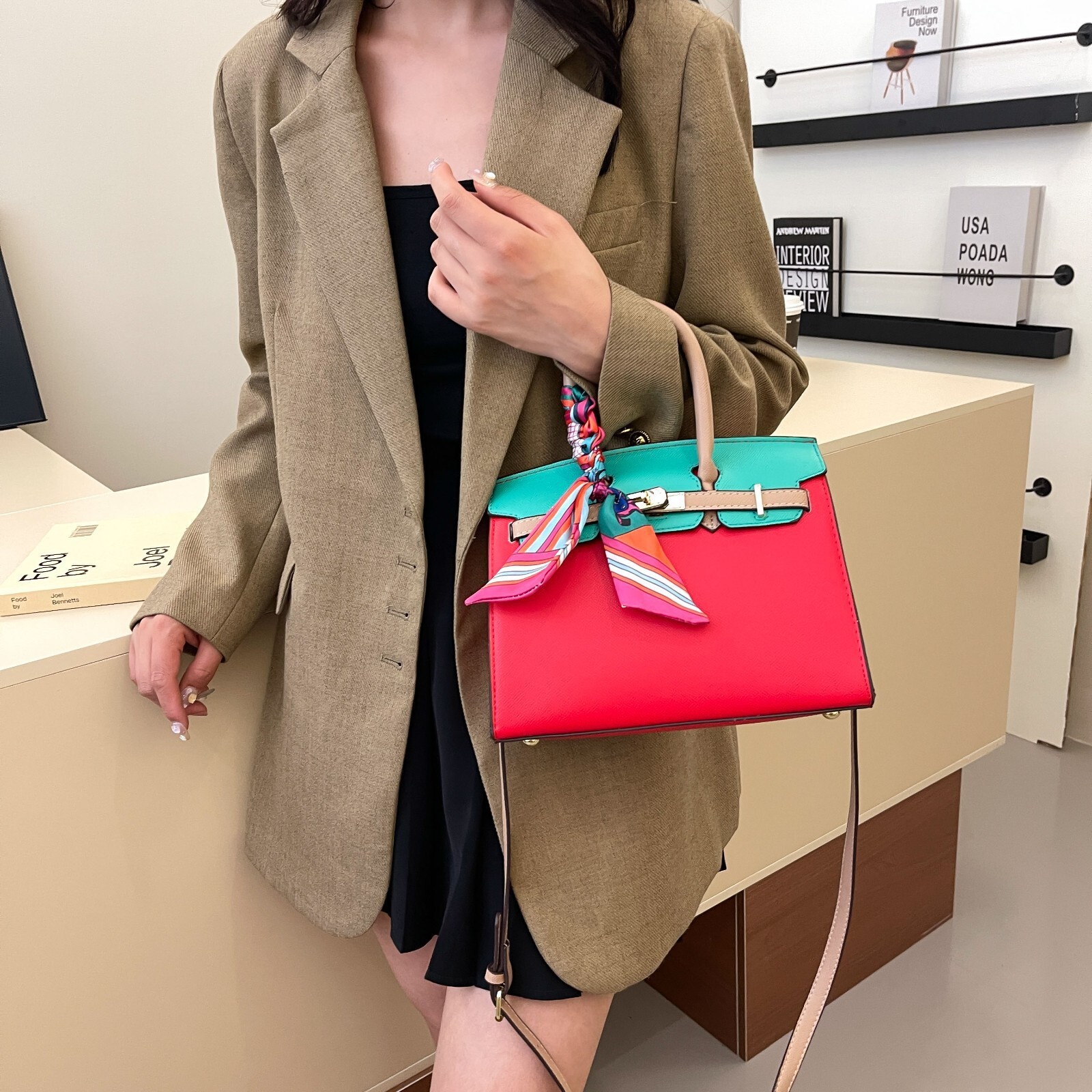 2024 New Handheld Silk Scarf Kelly Fashion Large Capacity Shoulder Crossbody Women's Bag