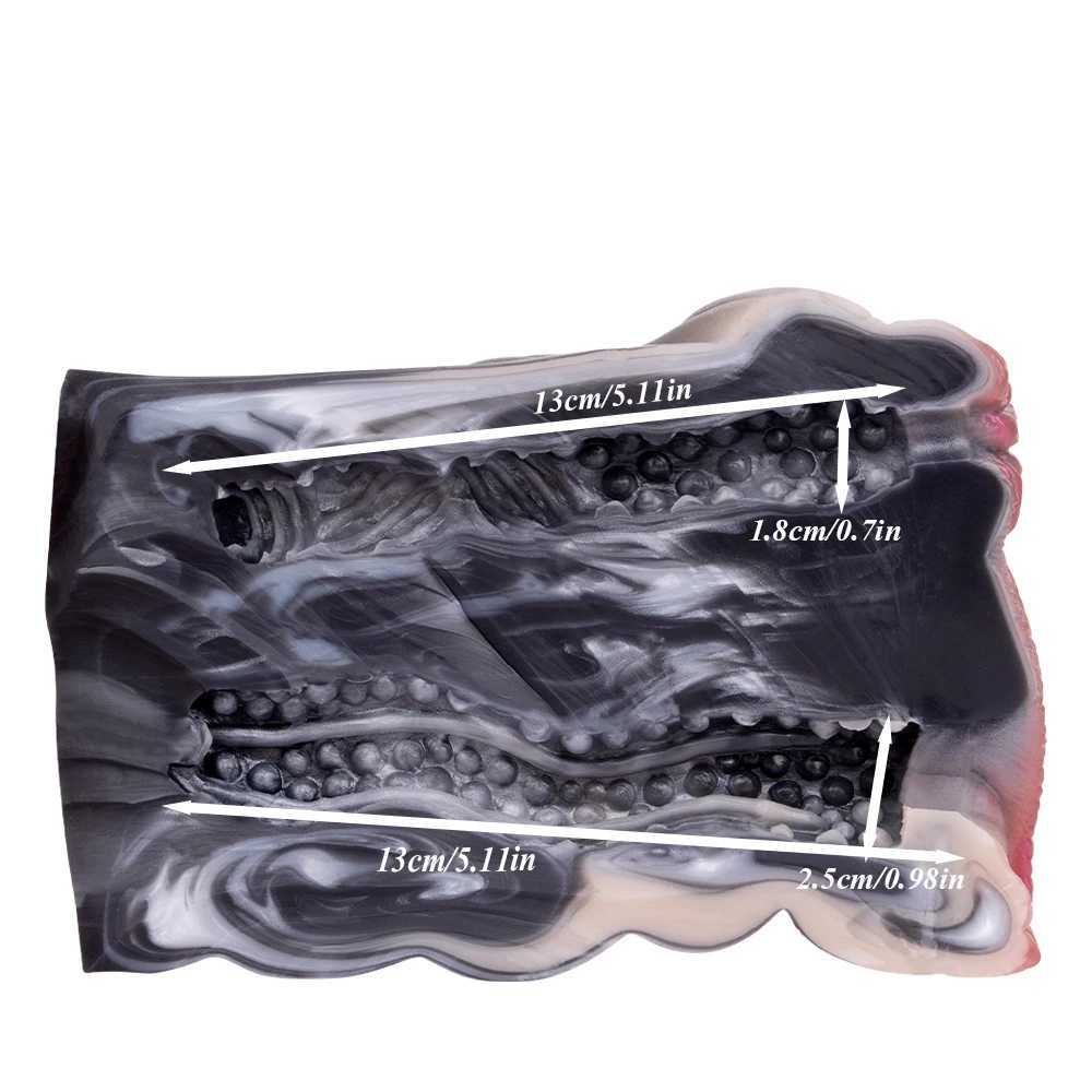 GEEBA Dual Channel Animal Horse Masturbation Cup Soft Silicone Male Masturbator Real Vaginal Prostate Massage Adult Sex Toy W250506