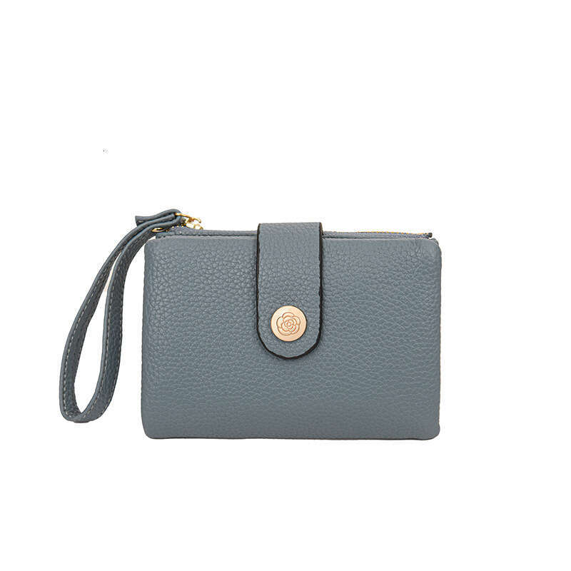 Women's New Lychee Pattern Solid Color Card Bag Thin Short Simple Zero Wallet designer bag