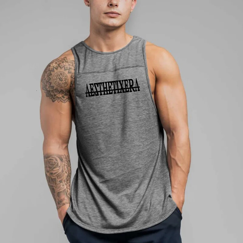 Muscle mens sleeveless round neck breathable cotton sports vest casual slim fit underwear 250430Z