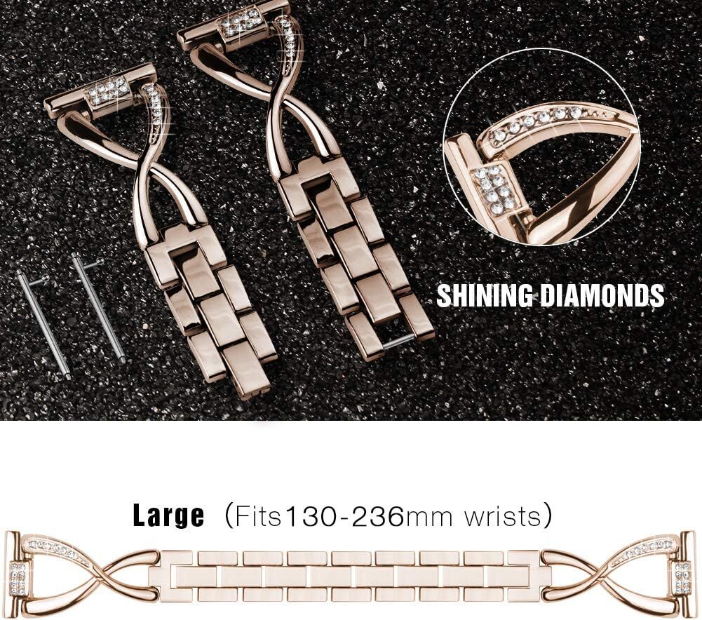 compatible with Galaxy 7/6/5/4 40mm 44mm/Galaxy Watch FE 2024/Watch 3 41mm/Watch 42mm/Active 2 strap, 2-piece set 20mm women's jewelry shiny