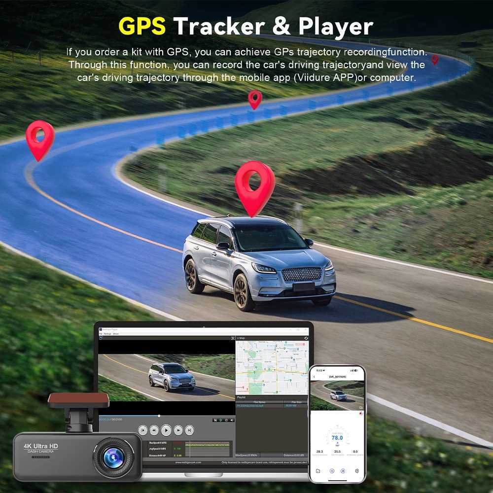 car dvr Soam 4K Ultra HD Dash Cam Car DVR Recorder Front and Rear Cam 170 wide Angle WIFI GPS Car Camera WDR Night Vision APP control R250506