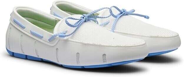 Brand New SWIMS Mens Braided Lace Shoes Casual Beach Loafer White/Blue US 8