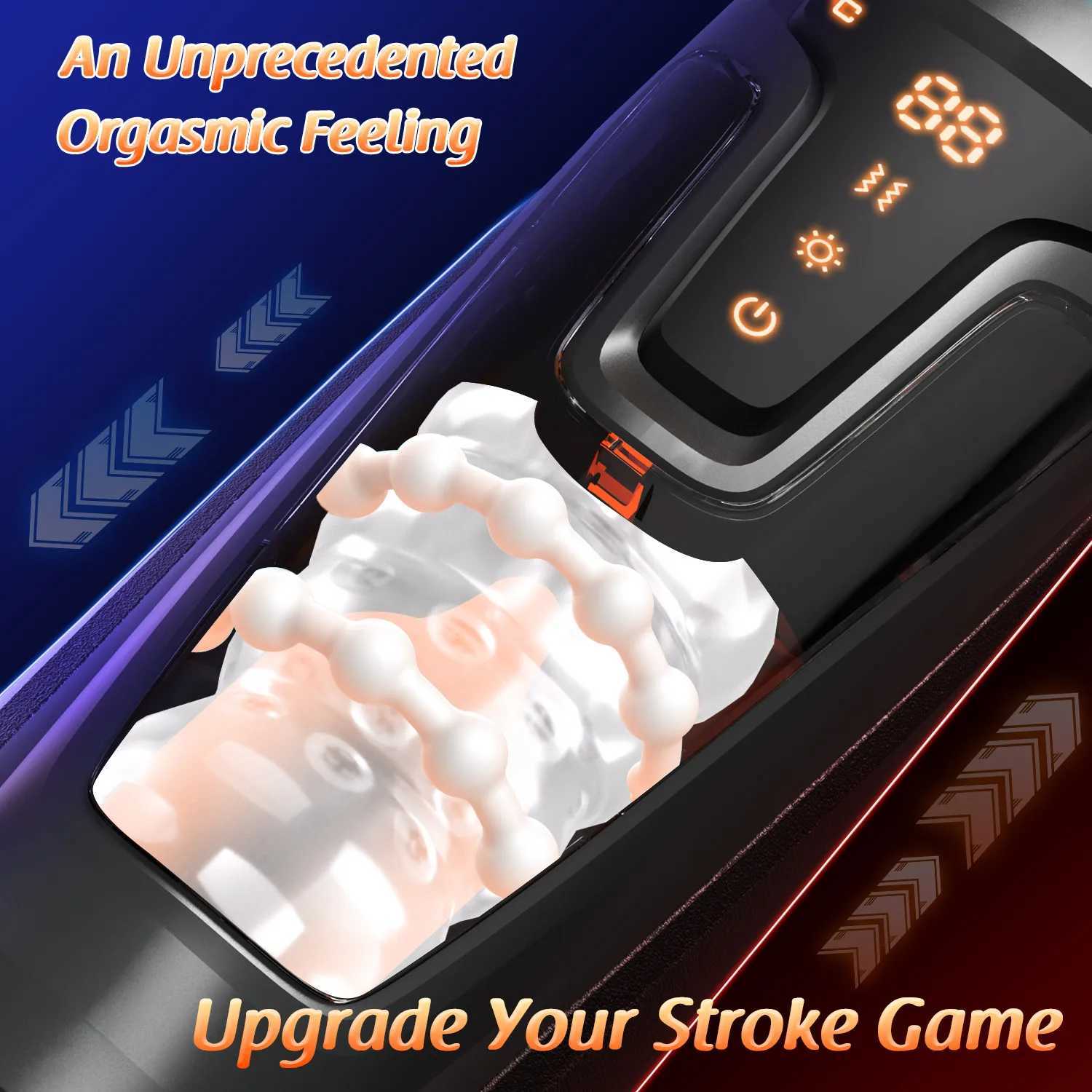 SENSIVO LED Automatic Male Masturbator Goods 19 Modes Thrusting Heating Blowjob Sucking Machine Vaginette Men Sex Toys Adult 18 W250506
