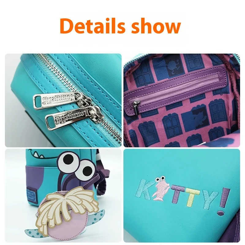 Disney Loungefly Disney Monster Sullivan Mini PU Backpack Leather Fashion Brand Backpack Birthday Gift Outdoor Bag School BagXJ250506