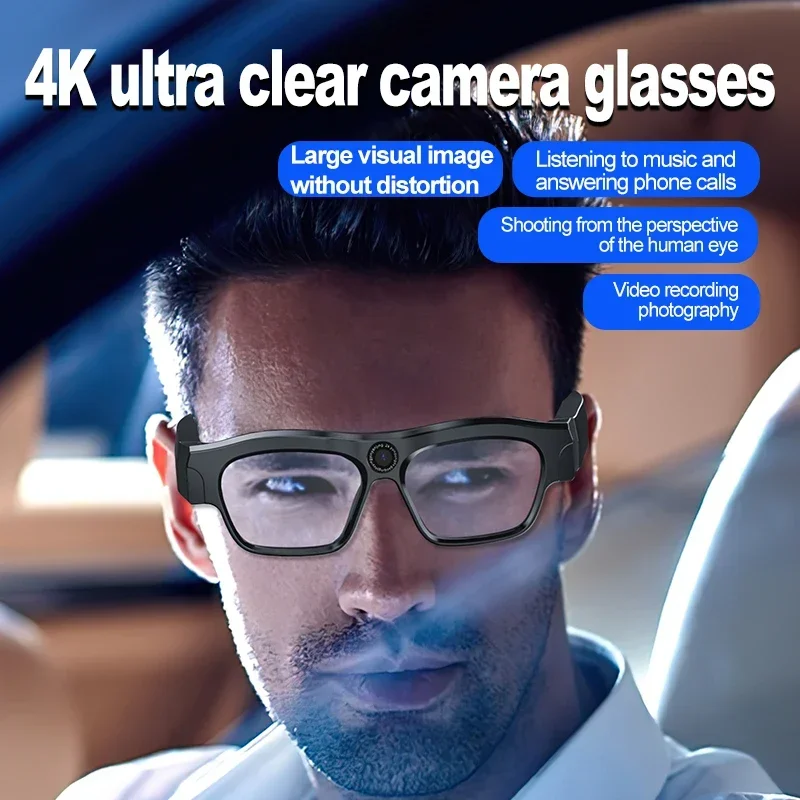 New 2K/4K High-definition Camera for Video Recording Outdoor Sports Sunglasses with Bluetooth Call Smart Glasses