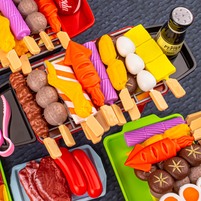 Kids Pretend Play Kitchen Toys Simulation Food Barbecue Cooking Toys Children Educational Play House Interactive Toys For Girls