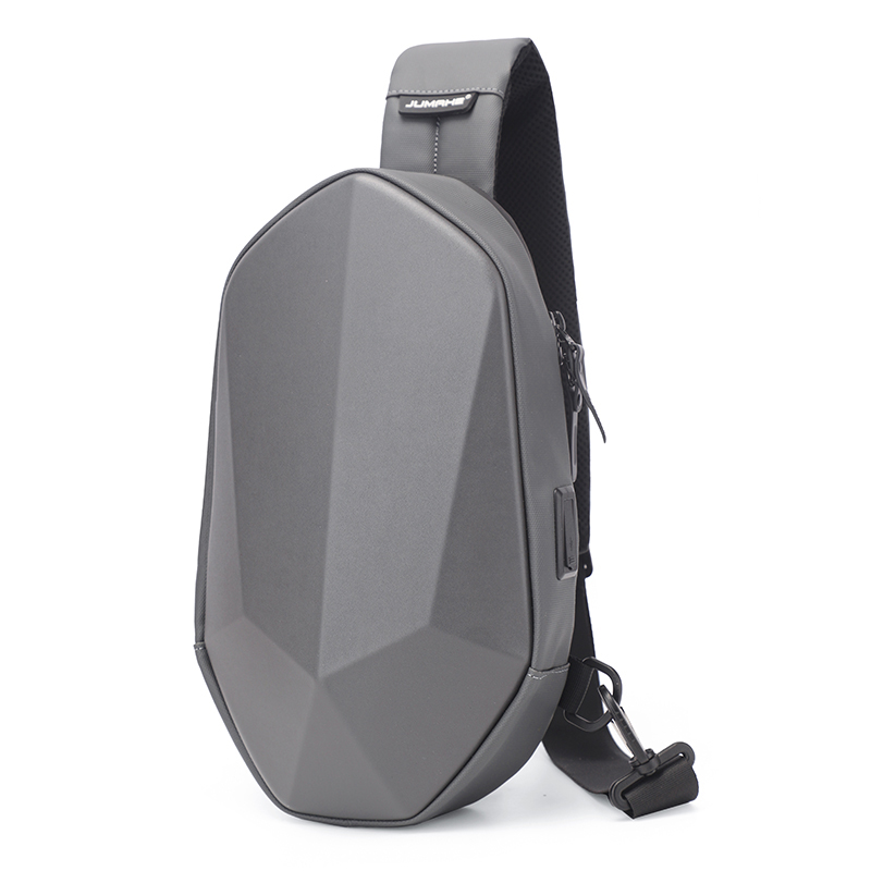 hard shell sling bag for men water resistant crossbody backpack with usb port black chest bag for travel daily 1328
