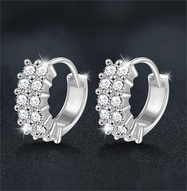 Elegant Double Row Moissanite Earrings - 925 Sterling Silver, Dazzling Sparkle, Hypoallergenic, Perfect Gift for Her