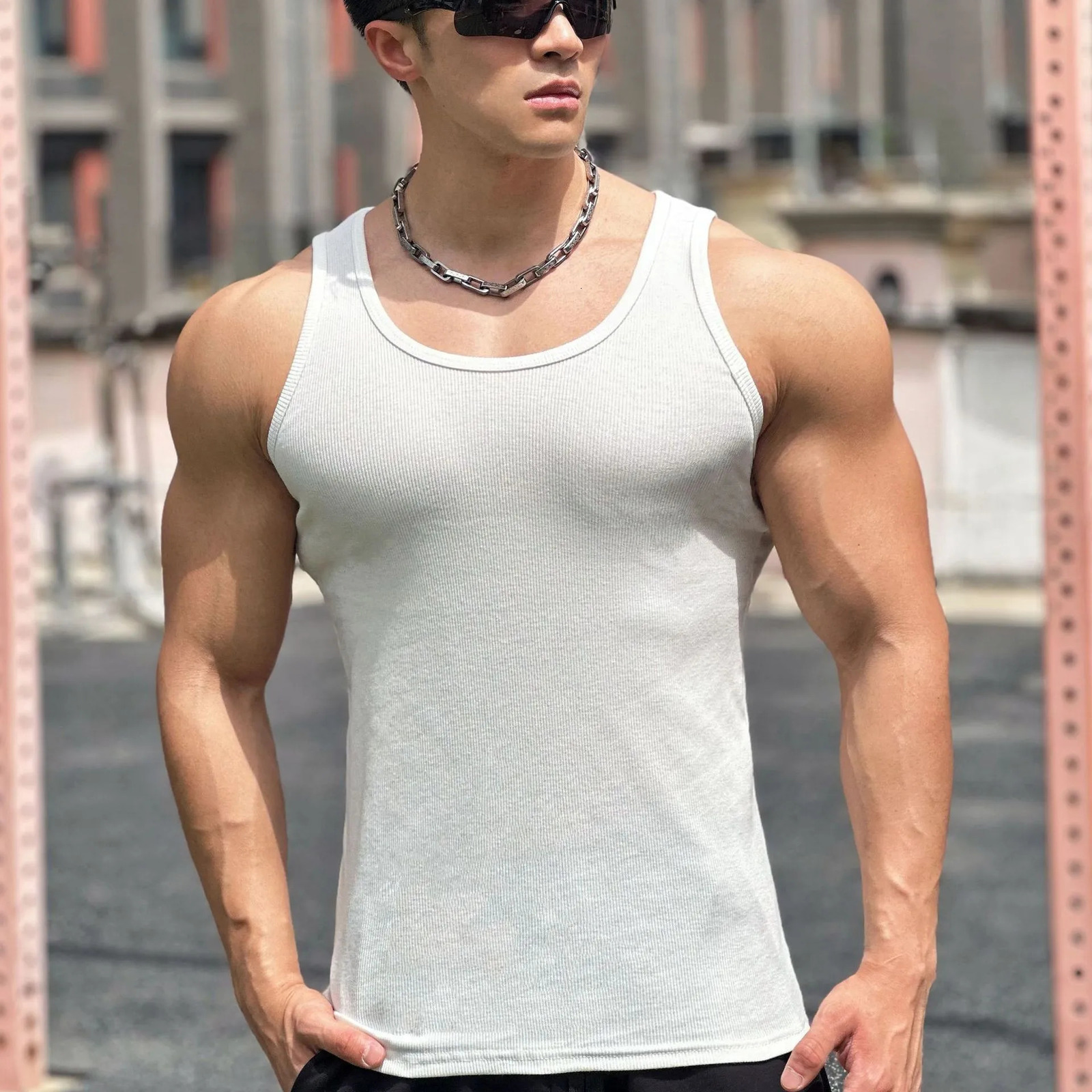 American summer vest high elasticity quick drying slim sports training muscle foundation mens sleeveless underwear 250430Z