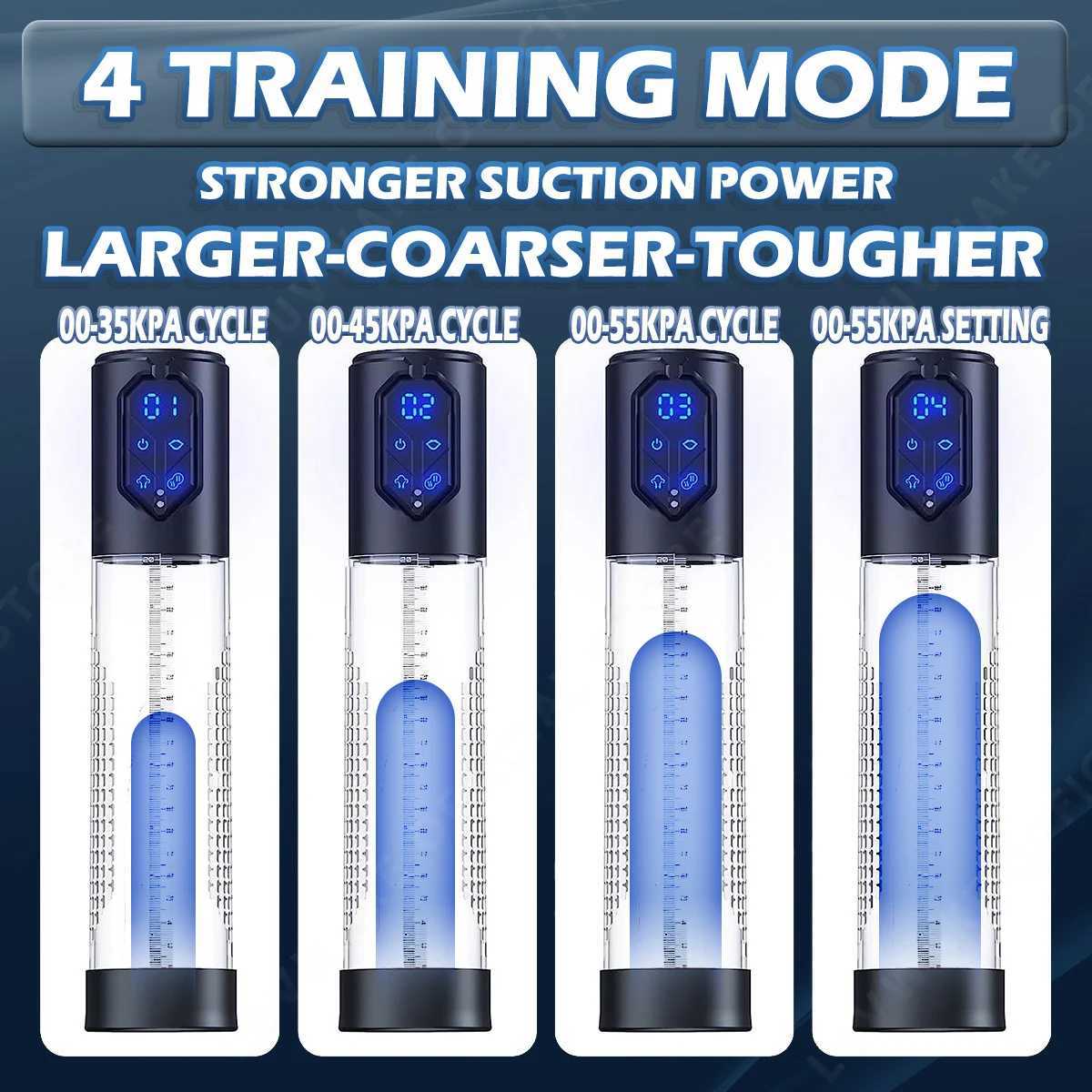 IPX7 Waterproof Electric Penis Pump for Enlargement Man Vacuum Pump Enlargement Extend Pump 4 Suction Levels 2 Silicone Sleeves W250506