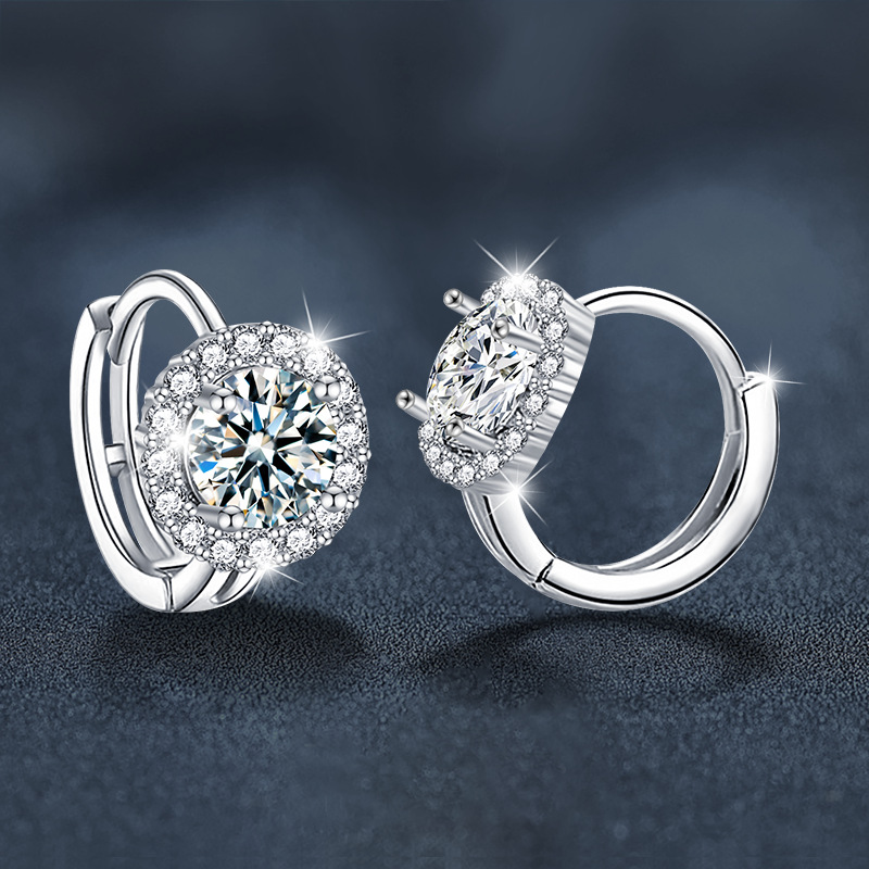 S925 Sterling Silver Moissanite Sunflower Hoop Earrings for Women Hypoallergenic Lightweight Jewelry