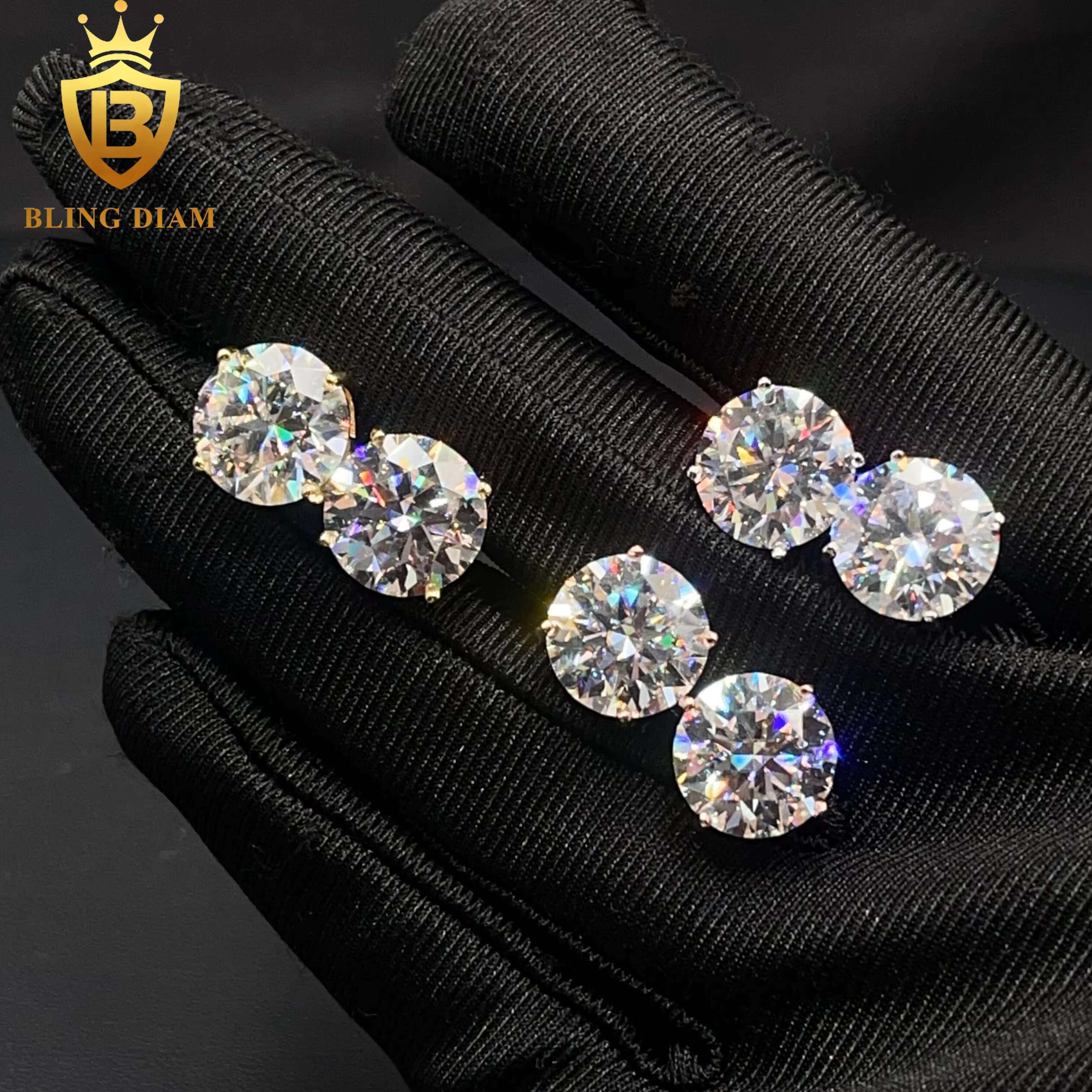 10mm 11mm Fine Jewelry Iced Out 925 Sterling Silver VVS Moissanite Diamond Screw Back Stud Earrings