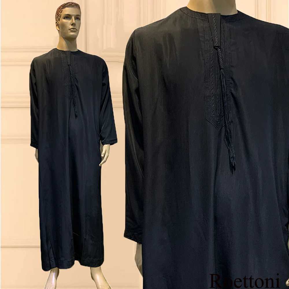Long Sleeve Aman Abaya 1Piece Jubba Thobe For Men Kaftan Pakistan Muslim Saudi Arabia Djellaba Islam Clothing Prayer Robe AfghanXJ250506