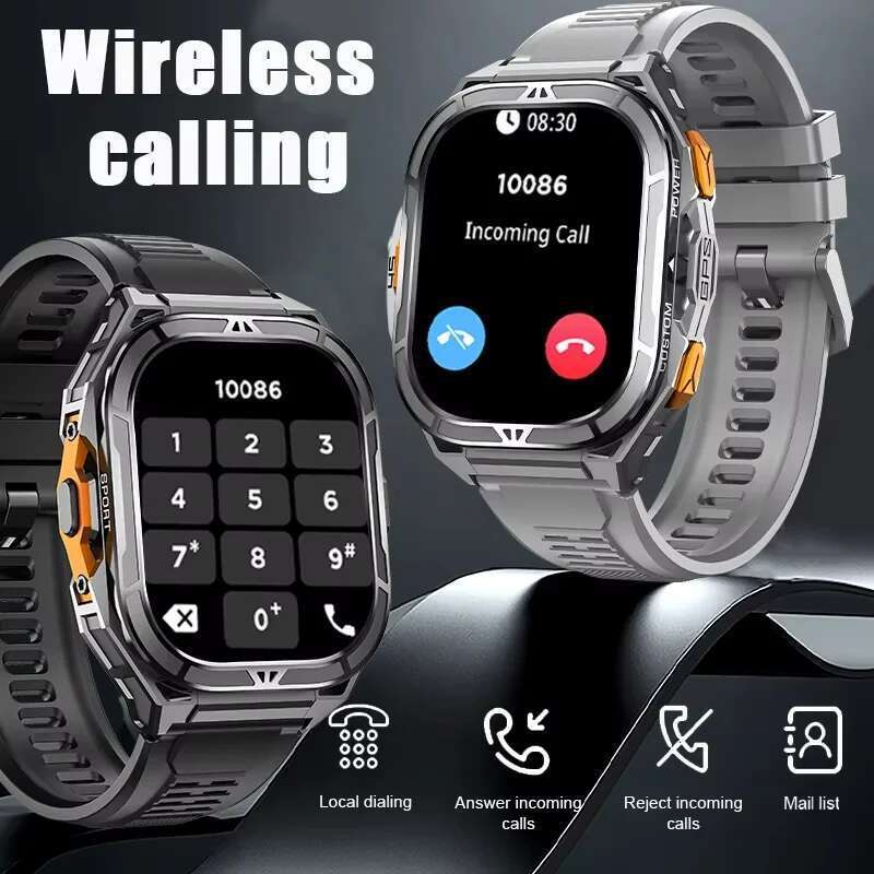 2025 New dual-frequency GPS smartwatch for men, 1.96-inch high-definition AMOLED screen, Compass, Bluetooth call,5ATM waterproof