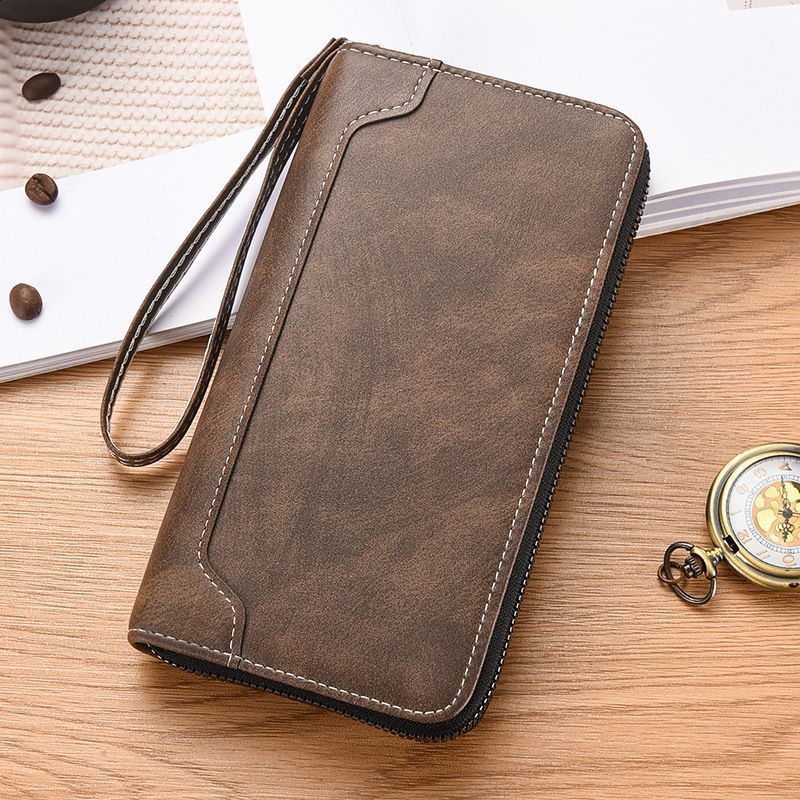Wallet mens large capacity long tote bag for outdoor use mobile phone bag for mens grab bag handbag zipper style 240812