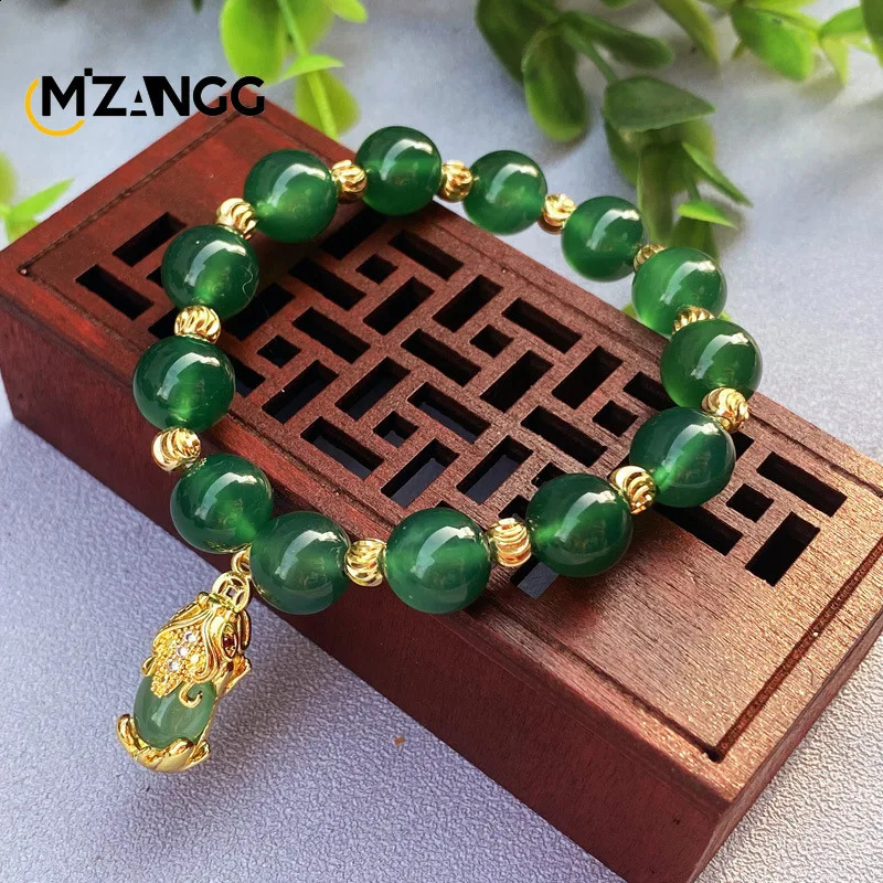 Natural Green Jade PiXiu Bracelet Alevel Agate Mens and Womens Fashion Exquisite Jewelry Lucky Charm 250425