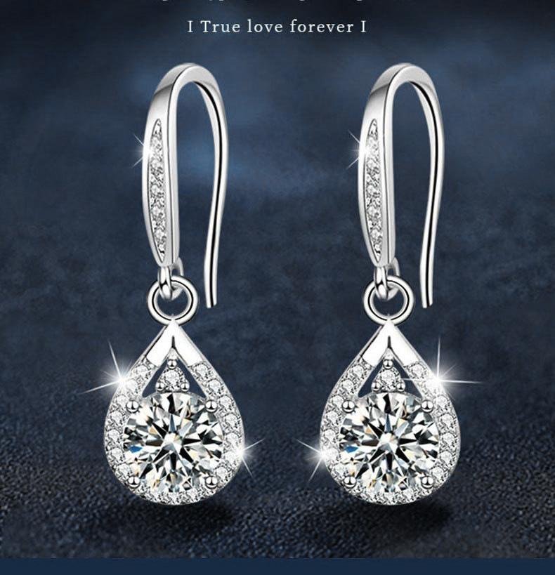 D Color Moissanite Drop Earrings 1 Carat Tear Shape S925 Silver Leverback Hooks | 3EX Cut Sparkling Teardrop Bridal Jewelry