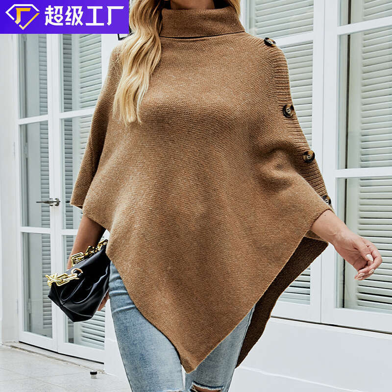 hoodie Women's Wear Mao Yu 2023 Autumn/Winter Shawl Cloak Sweater Solid Color High Neck Knitted Shirt Coat Women jacket