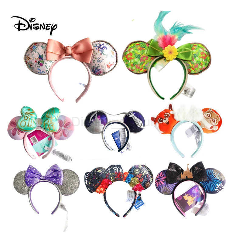 Disney Mickey Mouse Ears Headband Disney Cartoon Hairband for Kids and Adults Leather Plush Sequin Cosplay Girls Accessories X250506