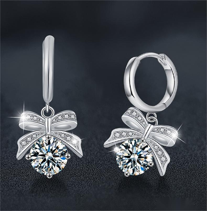Elegant Moissanite-Studded Sterling Silver Chandelier Earrings Inspired by Nature's Beauty