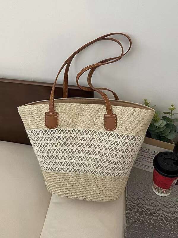 Summer Woven Bag Beach Bag Straw Large Capacity New Summer Seaside Outdoor Shoulder Hollowed Out Woven Crossbody Bag Vacation Style KQ KQ