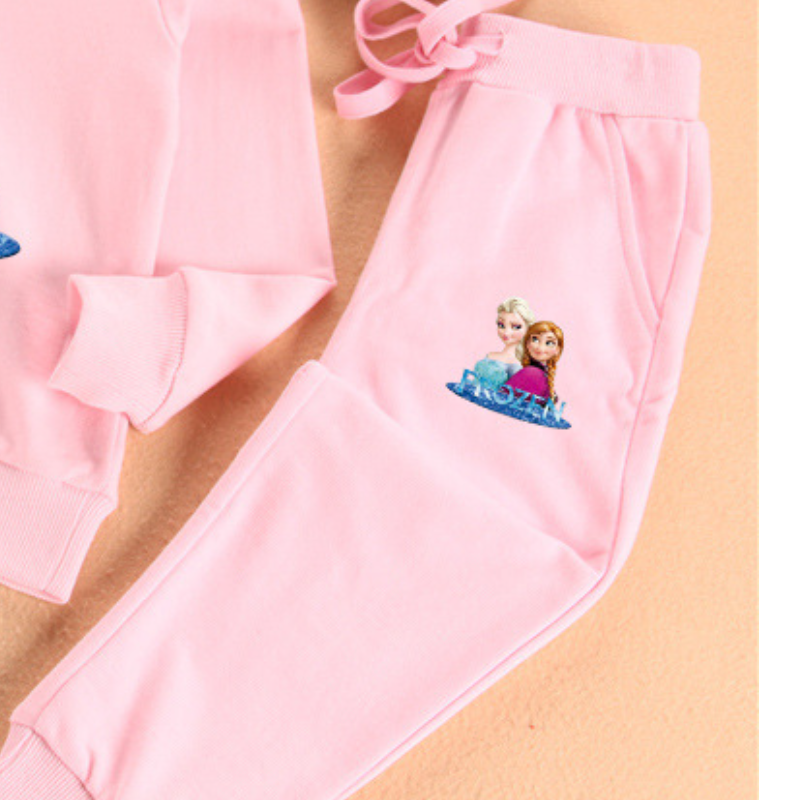 DISNEY Elsa princess baby designer clothes Girl Spring and Autumn Set Ice Cotton Children Sports Top and Pants Two-piece Suit Children Clothes
