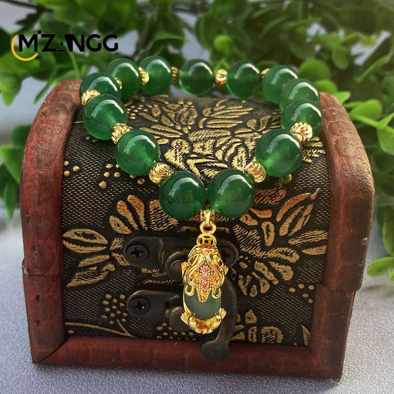 Natural Green Jade PiXiu Bracelet Alevel Agate Mens and Womens Fashion Exquisite Jewelry Lucky Charm 250425