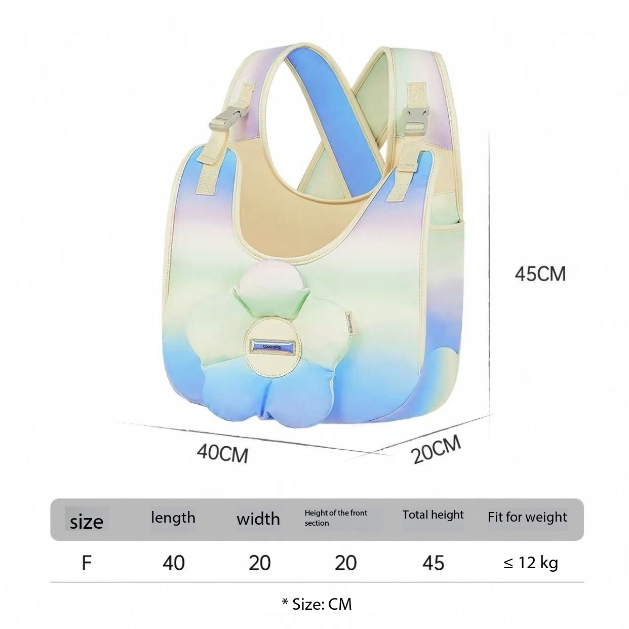 Colorful cat bag, dog cat pet outdoor bag, portable crossbody bag, lightweight backpack on the chest