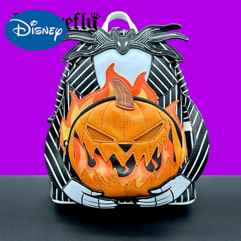 Disney Loungefly Disney The Nightmare Before Christmas Jack Skellington Pumpkin Glowing Mini Backpack Casual Bags Kids School BagXJ250506