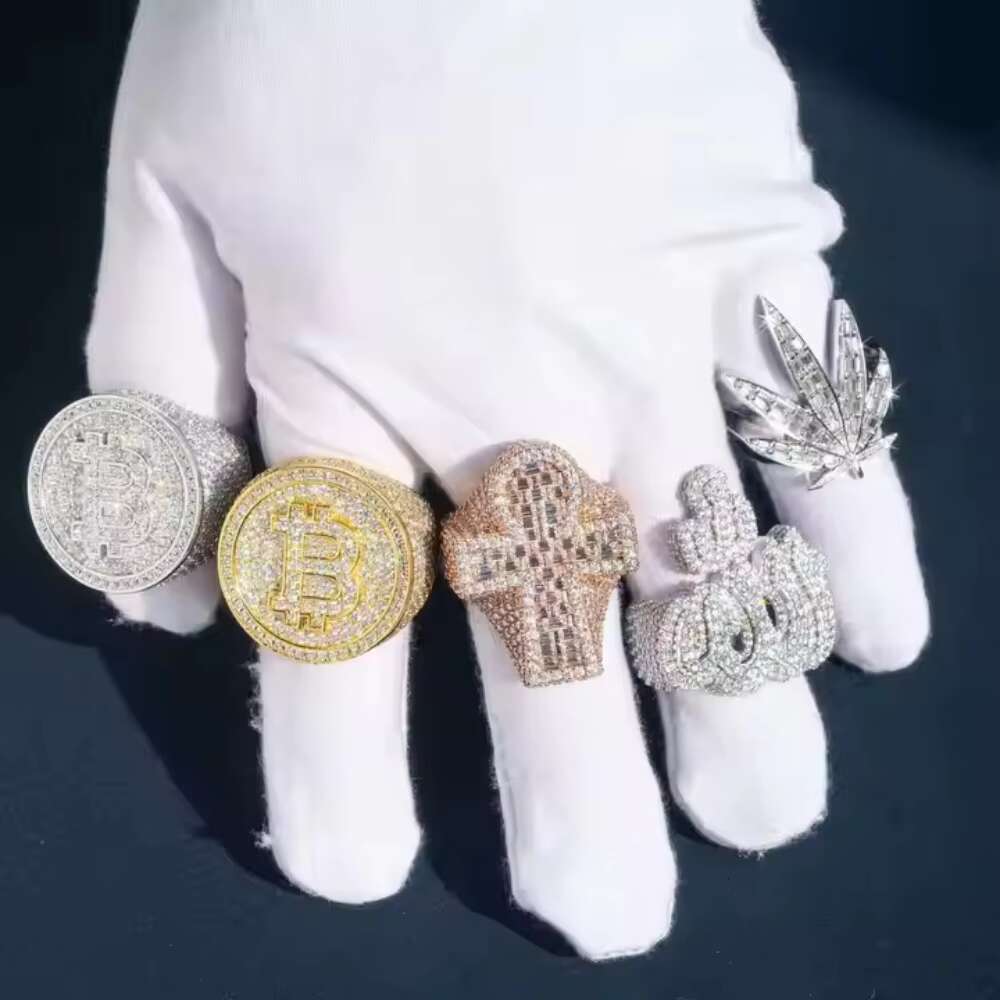 Custom Jewelry VVS Moissanite Ring Hip Hop Men Women Jewelry 925 Silver 10k 14k Real Gold Initial Letter Ring