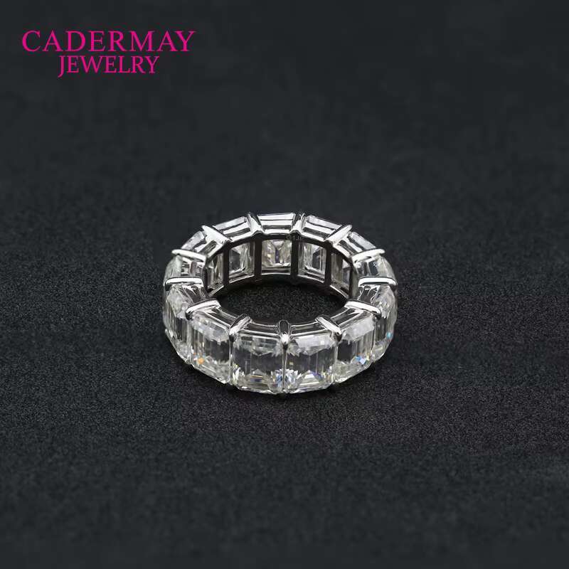 Cadermay Wholesale Price Fine Jewelry 925 Silver 14K 18K Emerald Cut D FL Moissanite Hip Hop Ring for Rapper Mens Gift