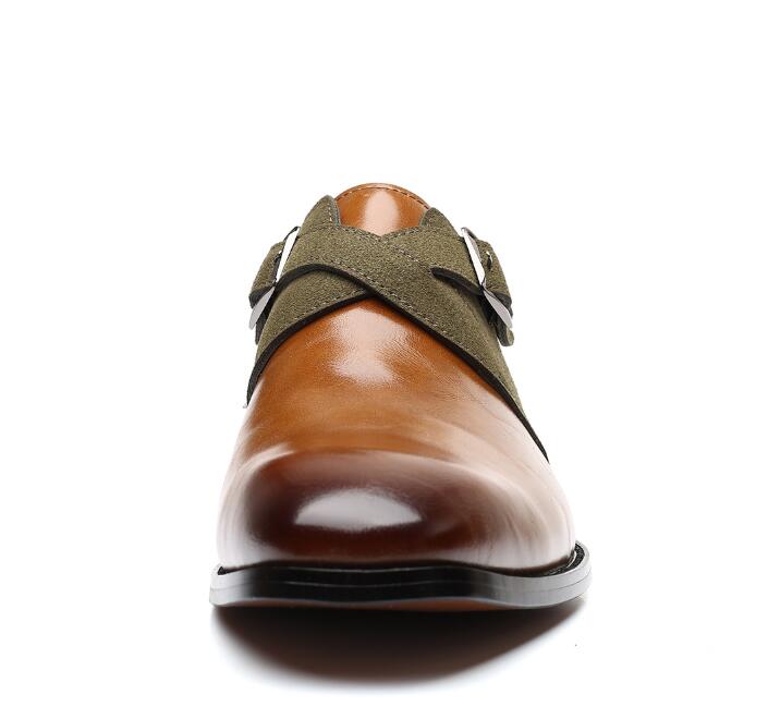 Foreign trade personalized fashion show trend color blocking set foot leather shoes men's casual fashion 47 plus 48 men's shoes 5.3-1
