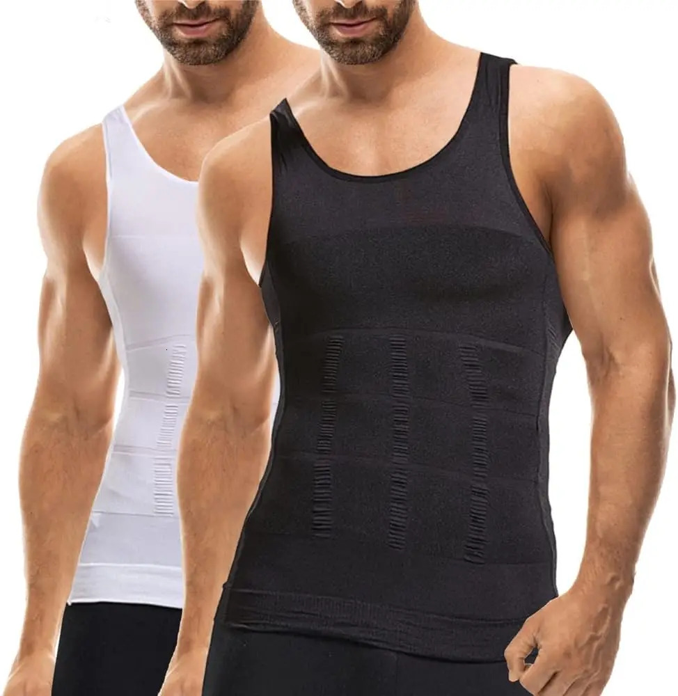 Mens compression shirt vest underwear mens weight loss and shaping sleeveless abdominal slimming fitness exercise 250430Z