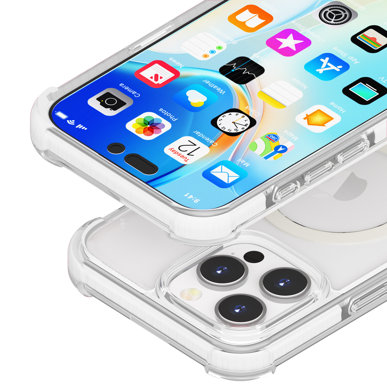 Premium Strong Magnetic Shockproof Transparent Clear Acrylic Phone Cases for iPhone 16 16E 15 14 13 12 11 Pro MAX Mini XS Max X XR 6 7 8 Plus Military