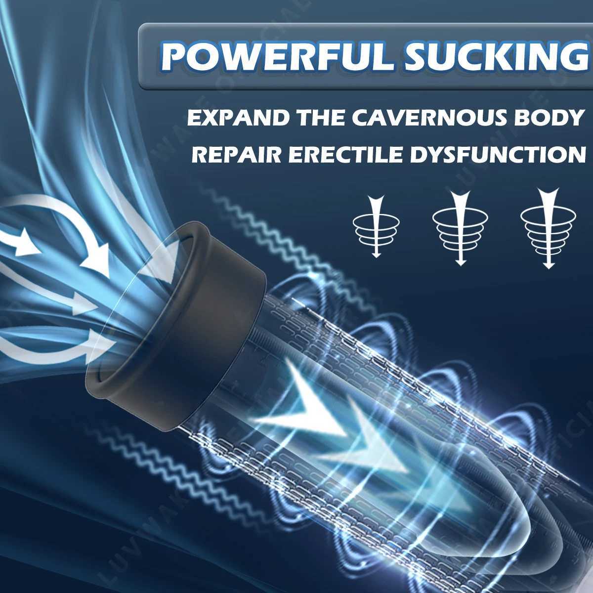 IPX7 Waterproof Electric Penis Pump for Enlargement Man Vacuum Pump Enlargement Extend Pump 4 Suction Levels 2 Silicone Sleeves W250506