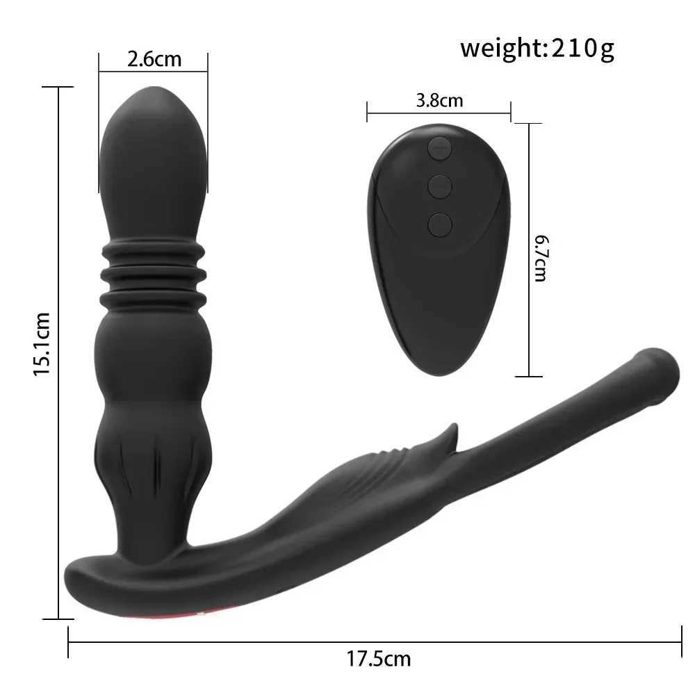 Male Prostate Stimulating Massager Wireless Remote Control Butplus Vibrator Male Anal Pseudo Penis Prostate Stimulator Sex Toy W250506