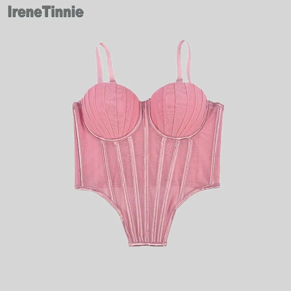 IRENE TINNIE-Women's Mesh Transparent Waist Fishbone Bandage, Bustier Corset, Sexy Tops, Fashion, New,2025