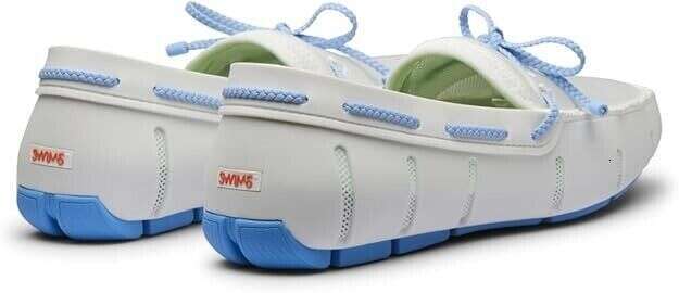 Brand New SWIMS Mens Braided Lace Shoes Casual Beach Loafer White/Blue US 8