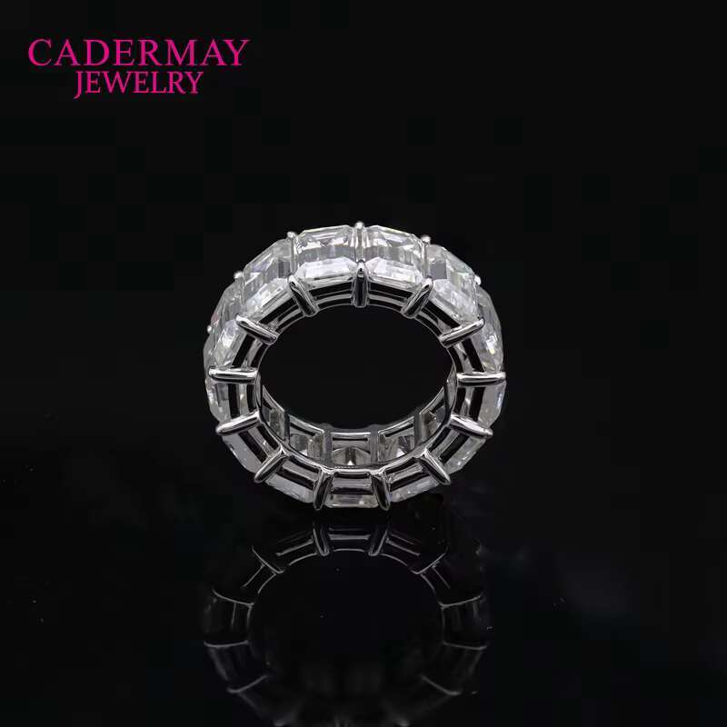 Cadermay Wholesale Price Fine Jewelry 925 Silver 14K 18K Emerald Cut D FL Moissanite Hip Hop Ring for Rapper Mens Gift