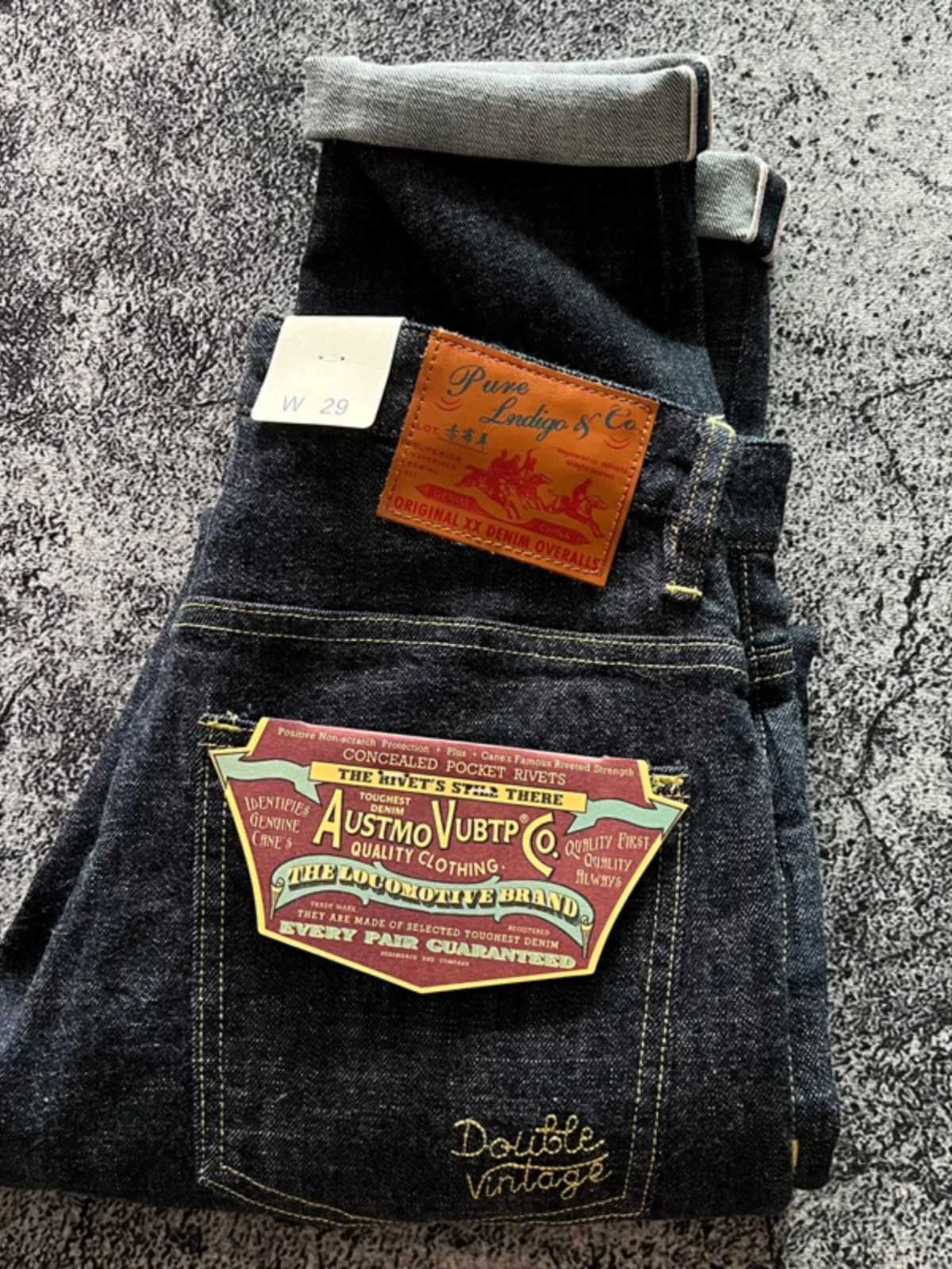 13oz Spring Autumn One Wash Raw Deep Blue Denim Jeans for Men Red Selvedge Loose Straight Pants American Vintage American Youth W250506