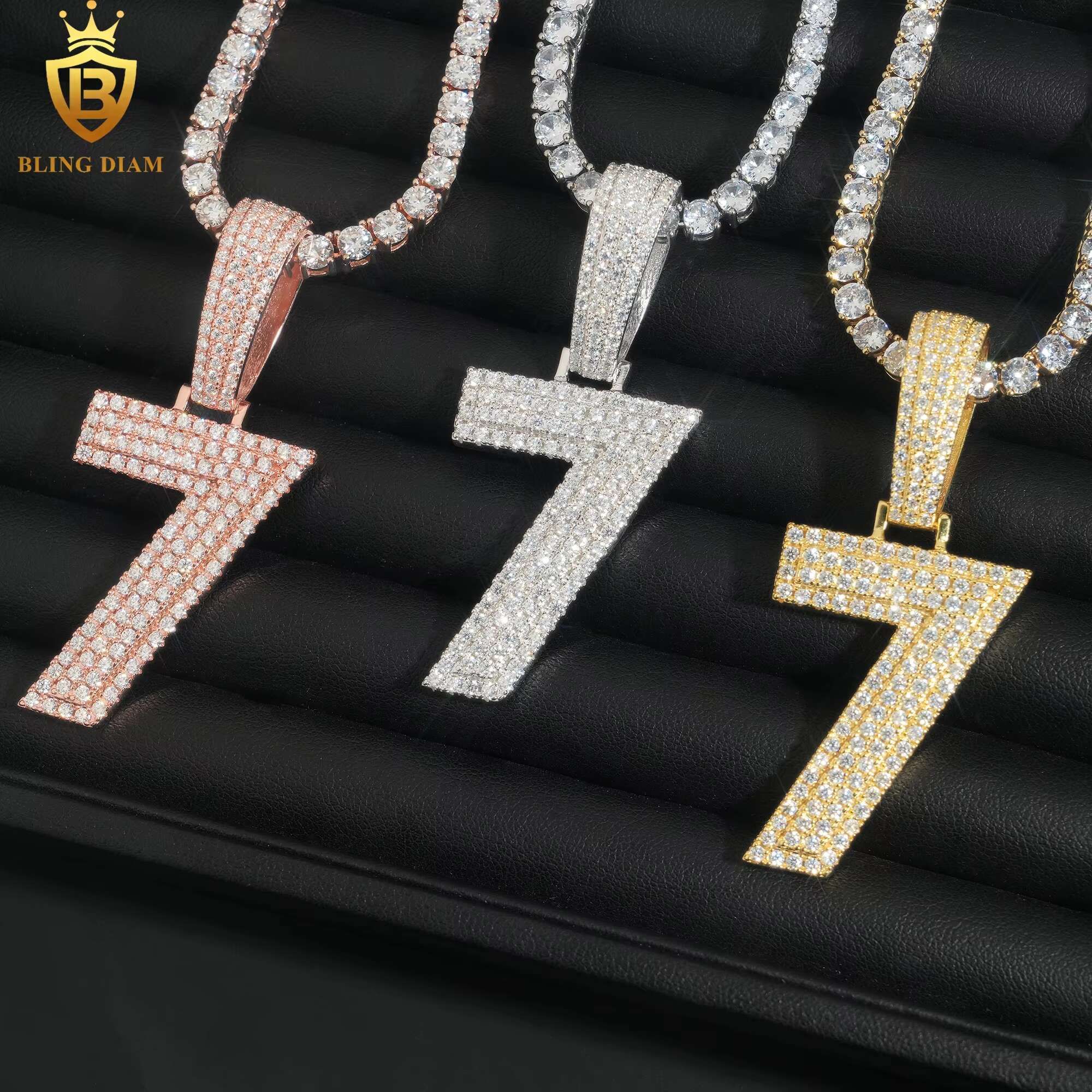 Iced Out Diamond Vvs Moissanite Custom Number Pendant 925 Sterling Silver Hiphop Rapper Jewelry Men