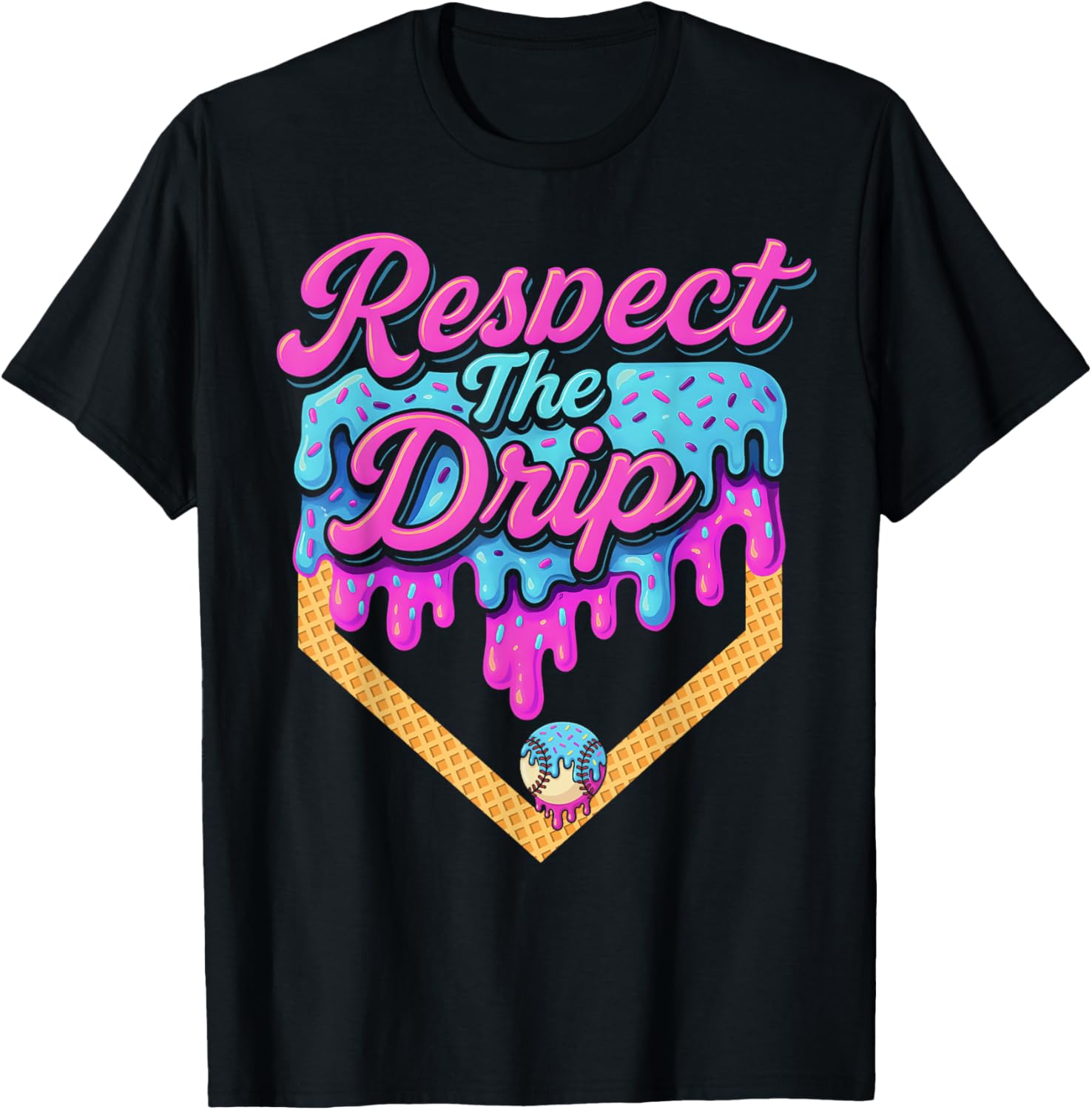 Baseball Drip Boys Home Plate Ice Cream Respect The Drip T Shirt