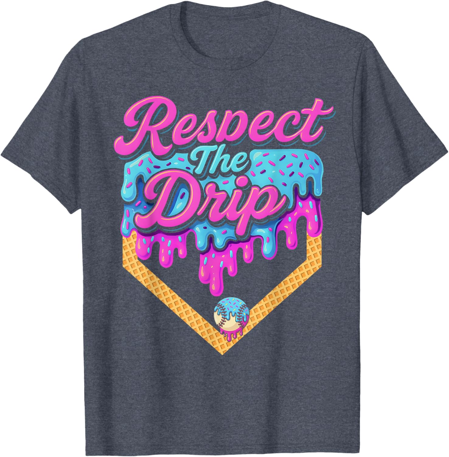 Baseball Drip Boys Home Plate Ice Cream Respect The Drip T Shirt