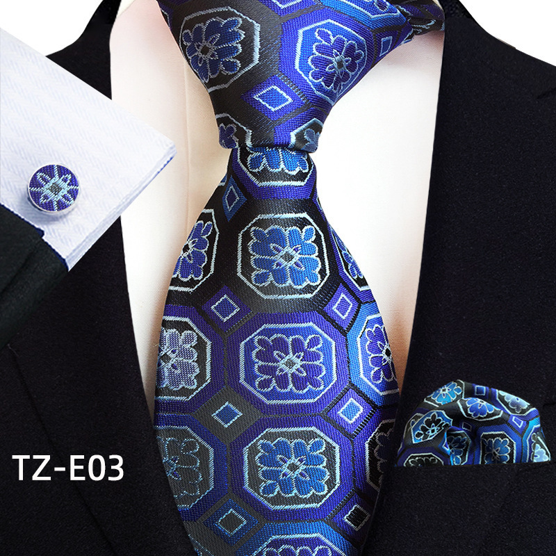 Yongfeng Straight 2025 Paisley Waist Flower Mens Tie Pocket Towel Cuff Three Piece Set 250103