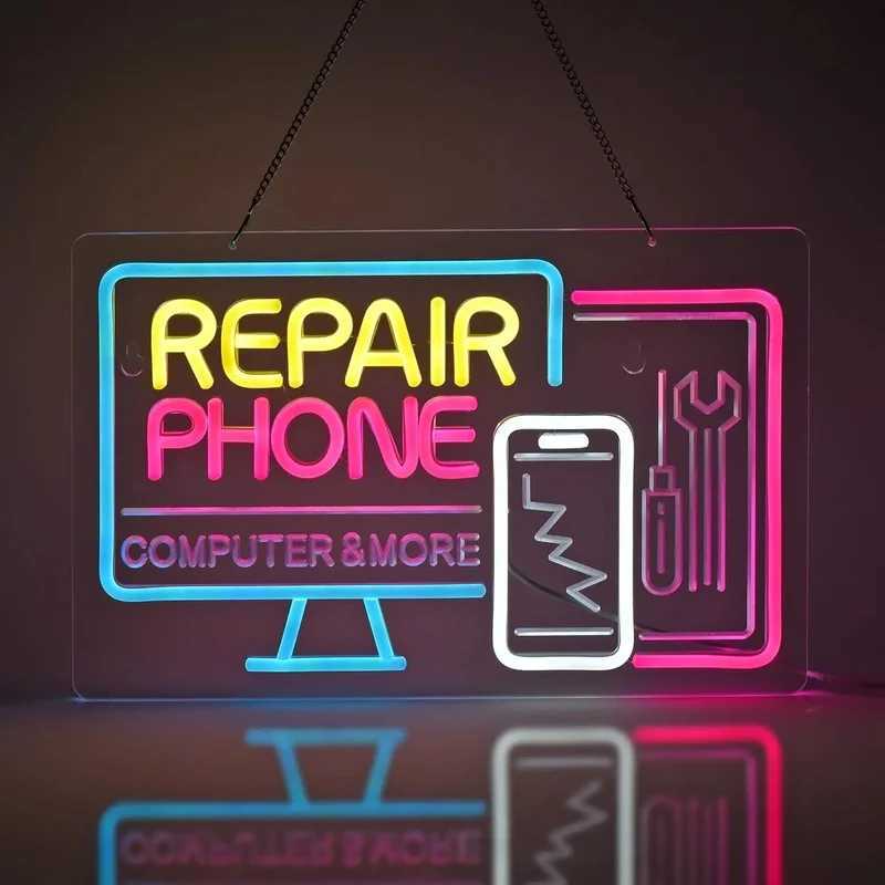 Phone Repair Neon LED Sign USB Powered Wall Lights Room Decoration Business Cellphone Tablet Laptop Desktop Repair Shop Signs Z250506