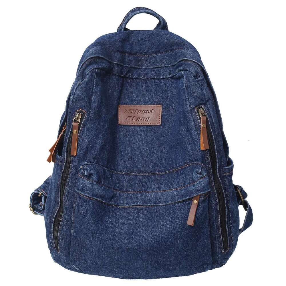 Denim Fashion Backpacks For School Trend Student Jeans Bag Multi Pockets Large Capacity Rucksack Mochila De Escola Feminina 2023