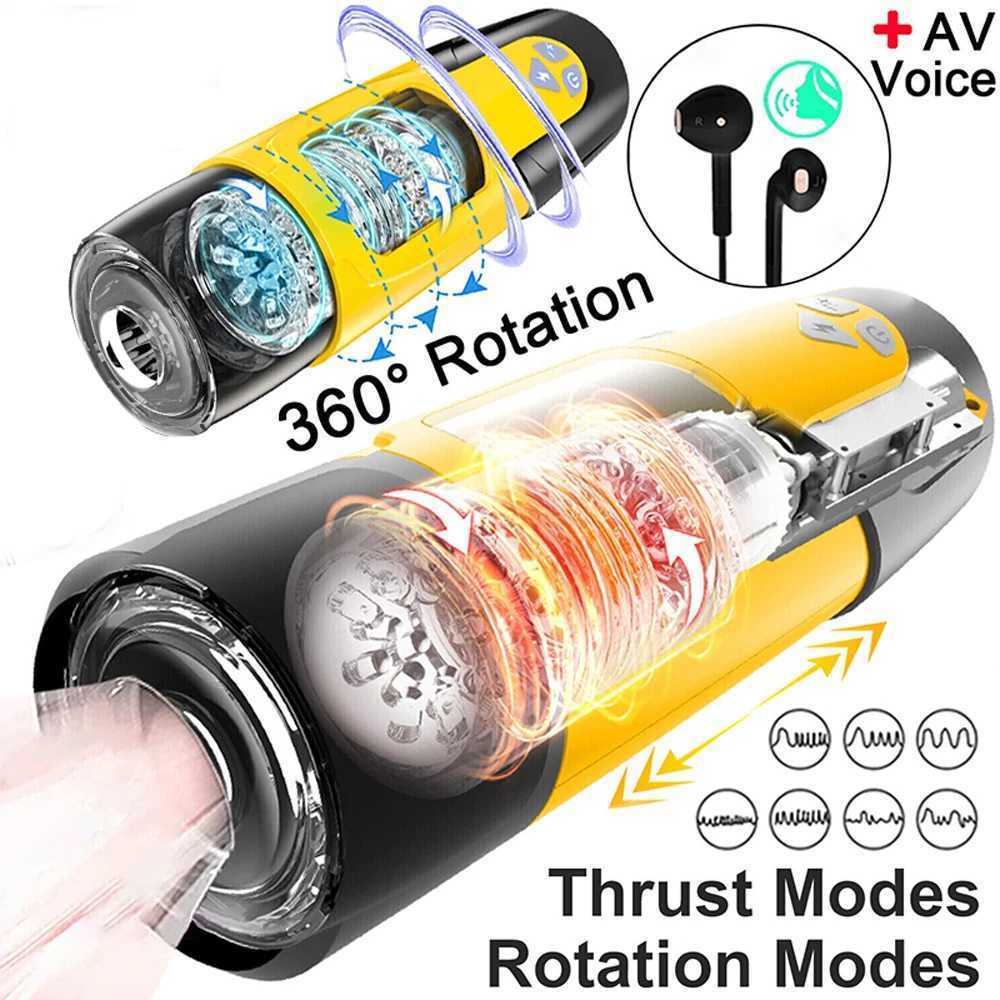 Strong rotating telescopic male masturbator with automatic piston masturbator cup for simulating oral sex in men as an adult product W250506
